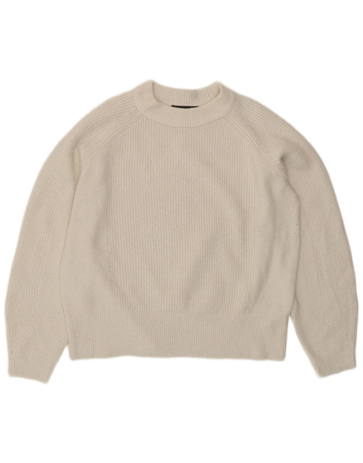 Marks & Spencer Damski sweter z okrągłym dekoltem UK 14 Średni biały akryl