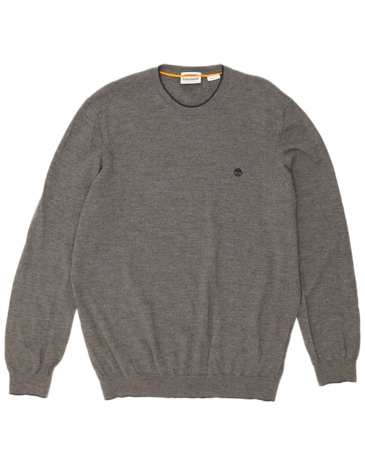 Męski sweter TIMBERLAND z okrągłym dekoltem 2XL, szara wełna merynosów