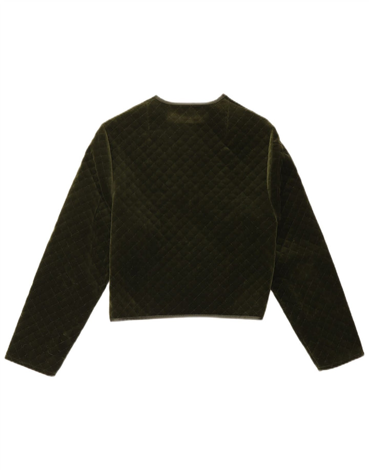 Vintage damska, otwarta pikowana marynarka UK 14 Medium Khaki