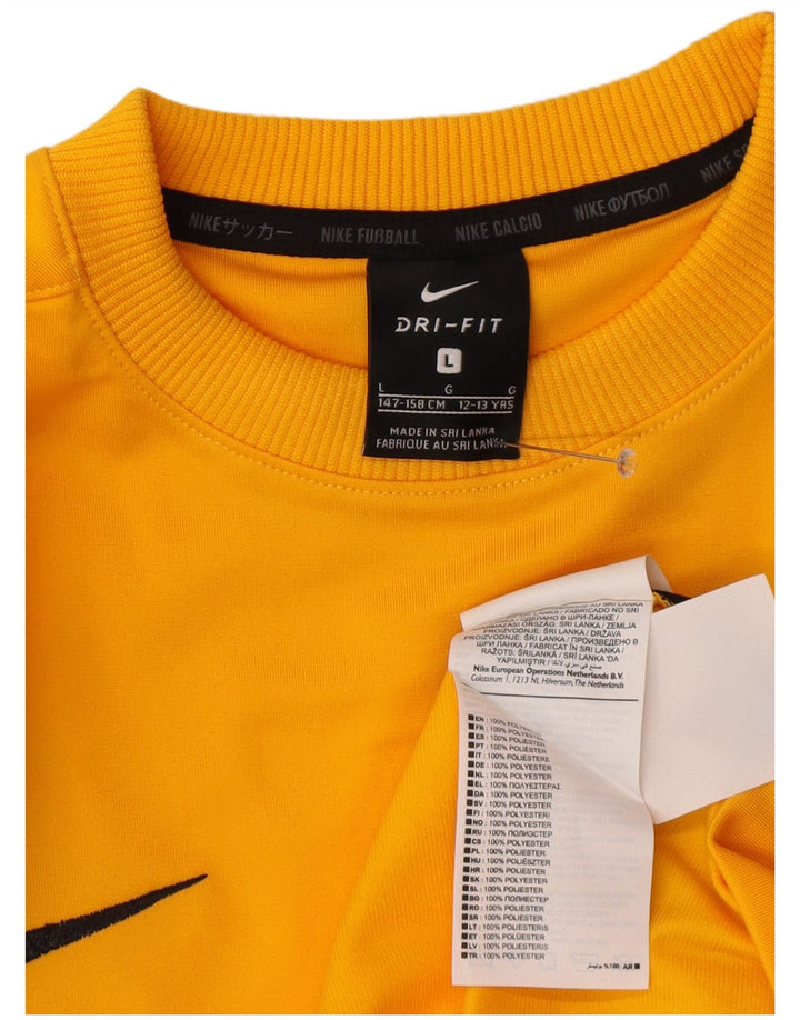 Chłopięca koszulka Nike Dri Fit z długim rękawem, 12-13 lat, duża, żółta, z blokami kolorów