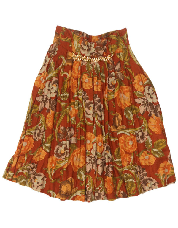 Vintage damska plisowana spódnica IT 44 Medium W28 brązowy kwiatowy