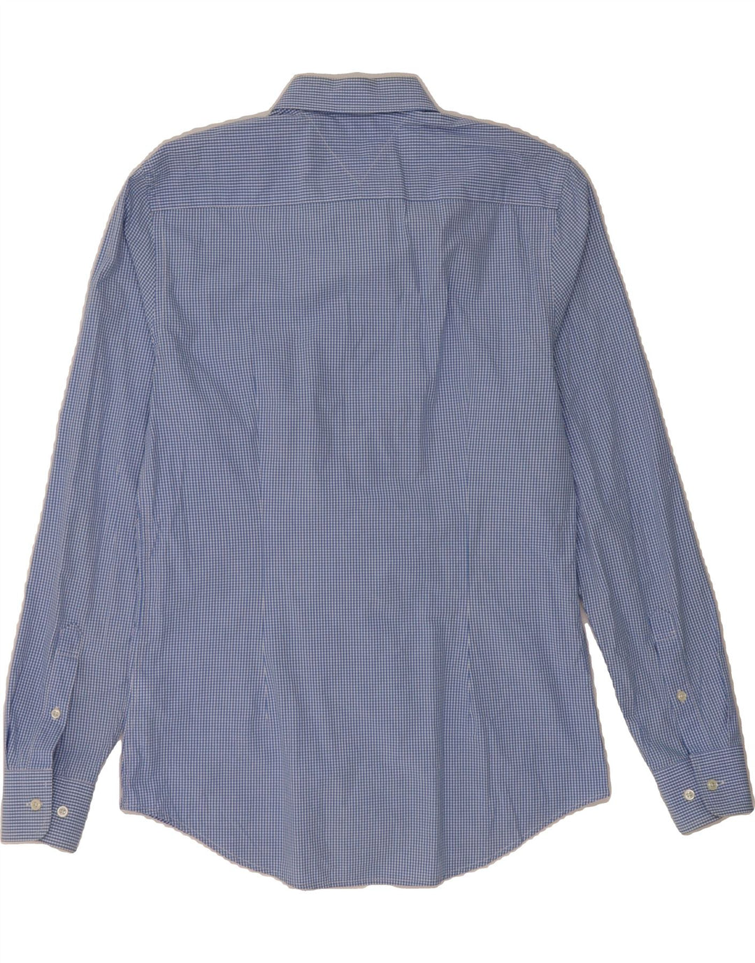 TOMMY HILFIGER Mens Slim Fit Shirt Medium Blue Gingham Cotton Vintage Tommy Hilfiger and Second-Hand Tommy Hilfiger from Messina Hembry 