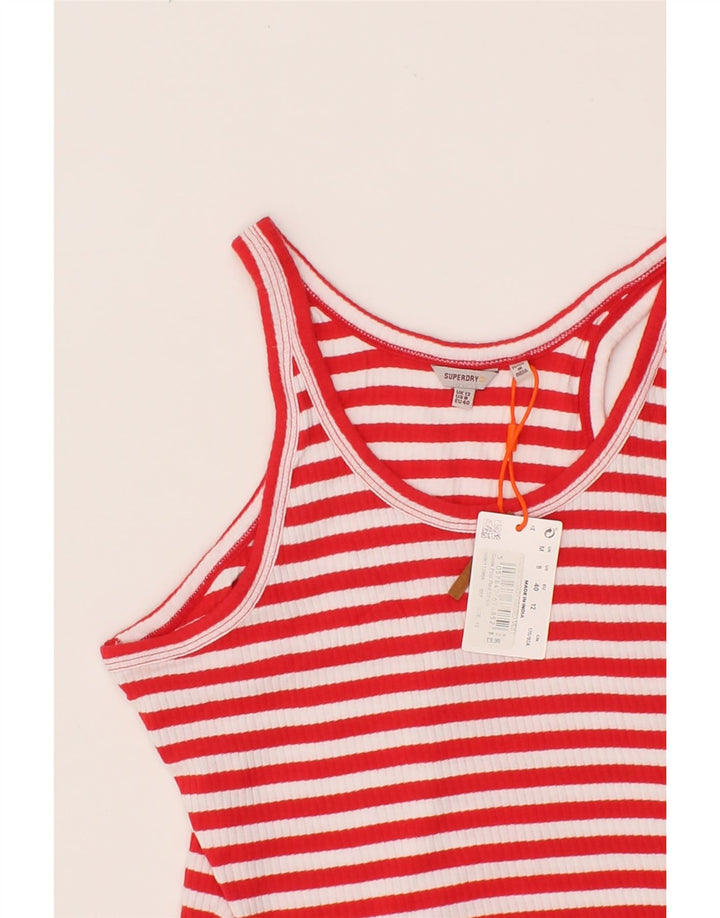 SUPERDRY Womens Cami Top UK 12 Medium Red Striped Cotton Vintage Superdry and Second-Hand Superdry from Messina Hembry 