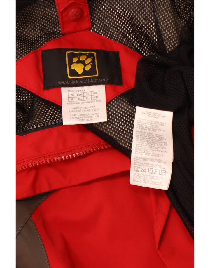 Męska kurtka przeciwdeszczowa JACK WOLFSKIN UK 44/46 XL, czerwony poliamid z blokami kolorów