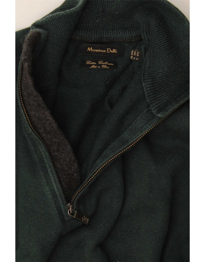 Męski sweter zapinany na zamek Massimo Dutti, średniozielony, bawełniany