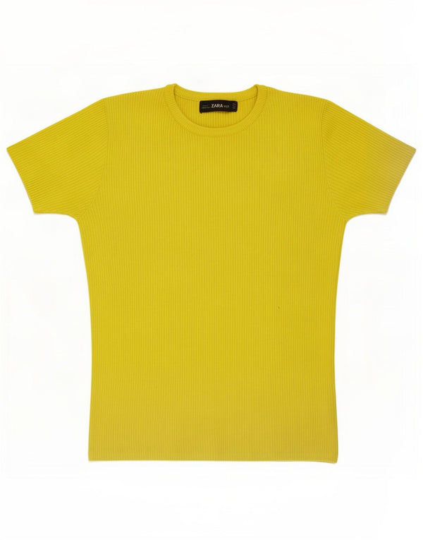 T-shirt damski Zara Top UK 10 Small, żółta wiskoza