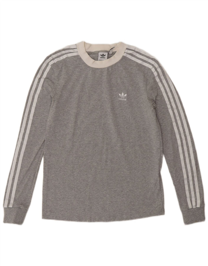 Damska koszulka Adidas z długim rękawem UK 8, mała, szara bawełna