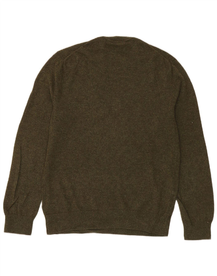 Cos Męski sweter z okrągłym dekoltem, średnia wełna khaki