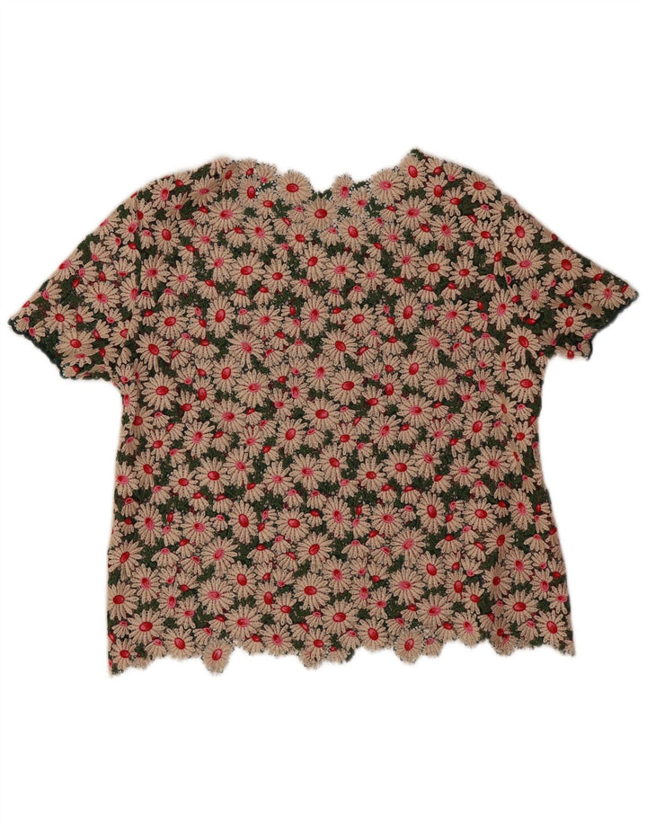 Vintage damska szydełkowa bluzka Top UK 16, duża, wielobarwna w kwiaty