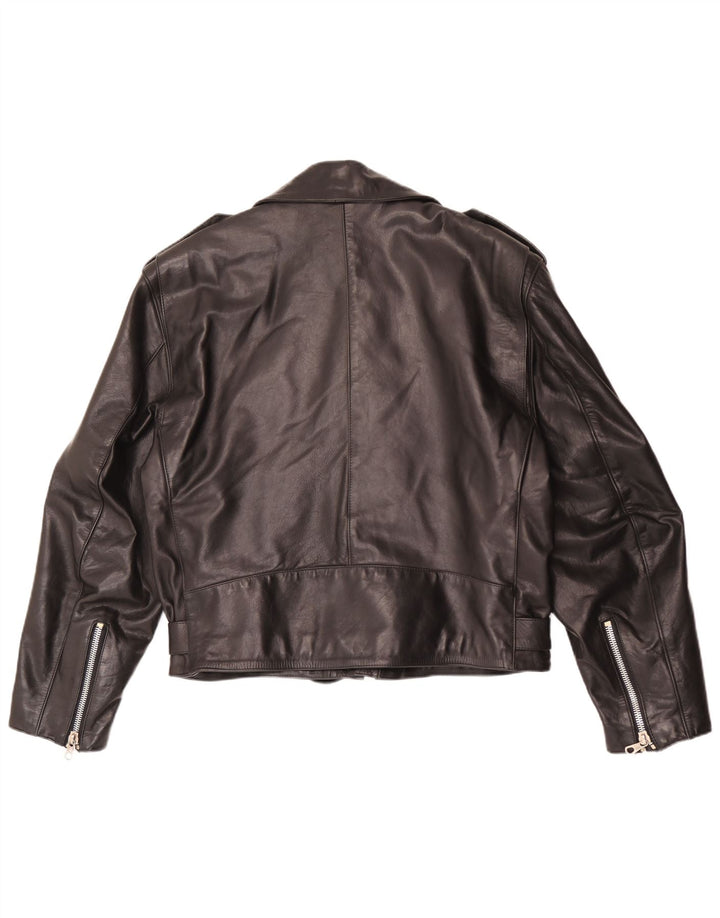 Vintage męska skórzana kurtka motocyklowa IT 52 XL czarna skóra