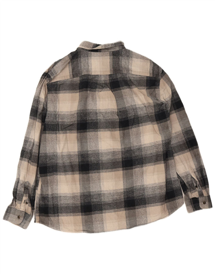 Marks & Spencer Męska koszula flanelowa o regularnym kroju 2XL, beżowa, bawełniana w kratkę