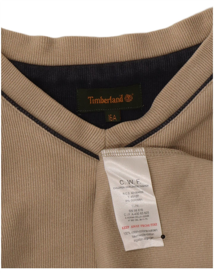 Top chłopięcy Timberland z długim rękawem, 15-16 lat, beżowy, bawełniany