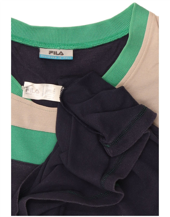 Top męski Fila z długim rękawem XL, granatowy, bawełniany w bloki kolorów