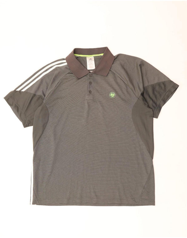 Męska koszulka polo ADIDAS Rolando Carros XL w szare prążki