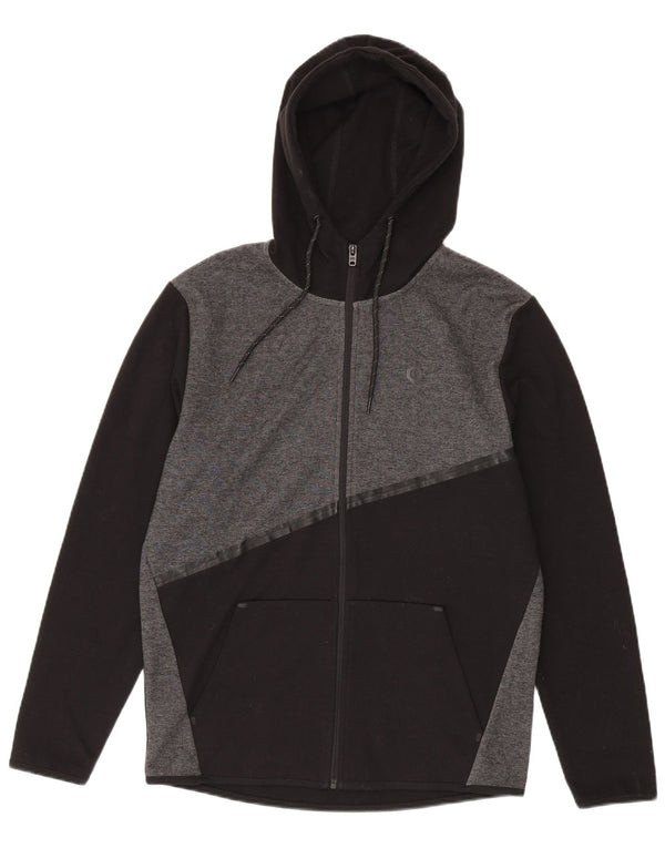 Męski sweter Jack & Jones z kapturem i zamkiem, średni czarny, poliester w blokach kolorystycznych