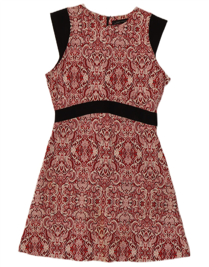 Damska sukienka o linii A bez rękawów Zara UK 10, mała, czerwona paisley, poliester