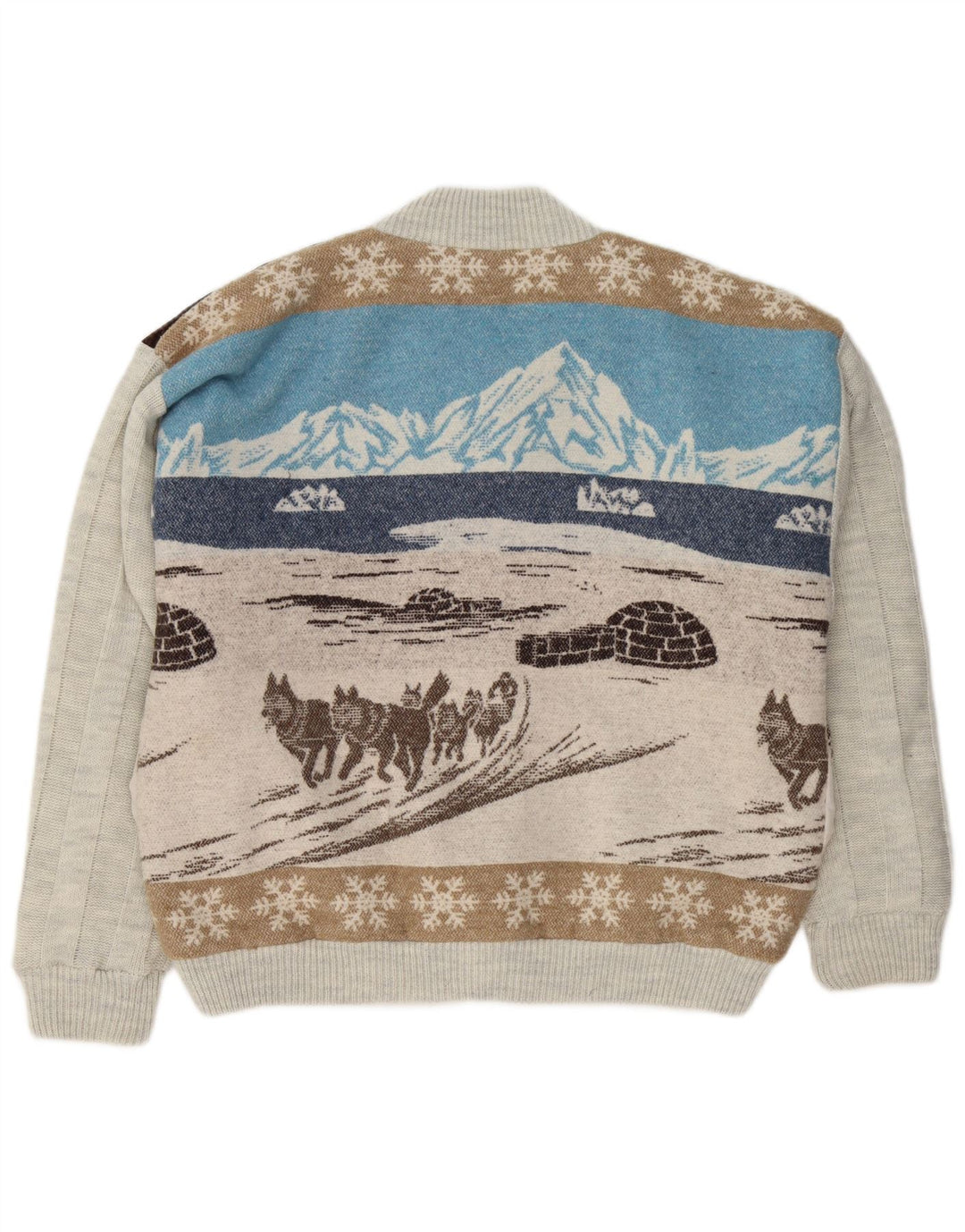 Męski sweter rozpinany z grafiką VINTAGE IT 48/50, średni, wielokolorowy