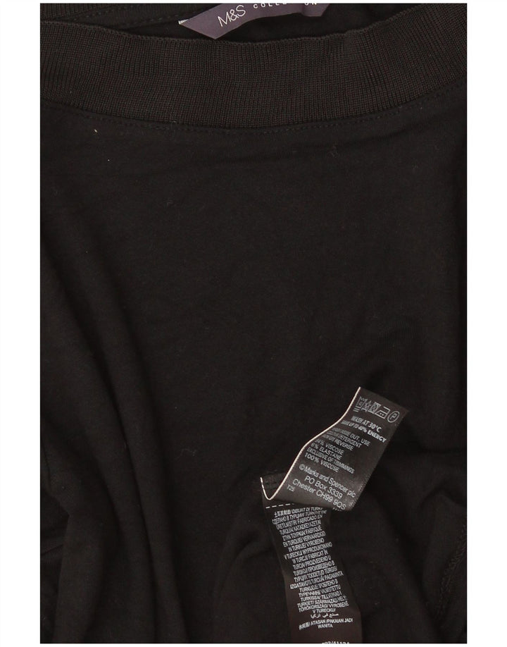 Marks & Spencer Damski top z rękawem 3/4, UK 18 XL, czarna wiskoza