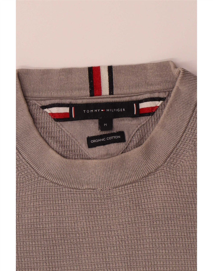 Męski sweter z okrągłym dekoltem Tommy Hilfiger, średnioszary, bawełniany