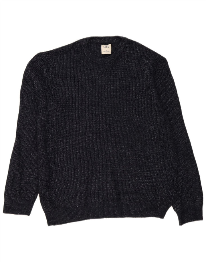 Marks & Spencer Męski sweter z okrągłym dekoltem XL, granatowy, nakrapiany