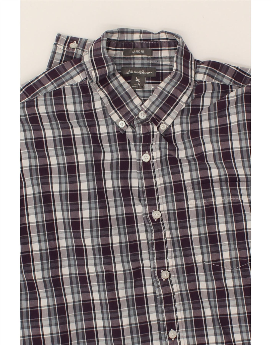 EDDIE BAUER Mens Classic Fit Shirt Medium Purple Check Cotton Vintage Eddie Bauer and Second-Hand Eddie Bauer from Messina Hembry 