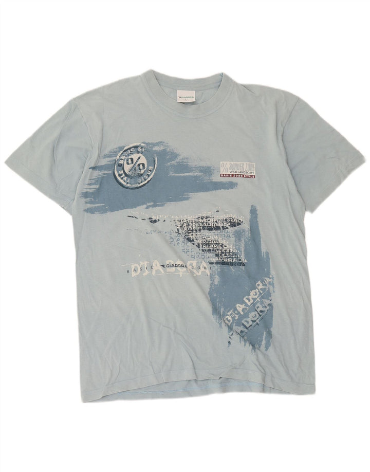 Męski T-shirt z grafiką Diadora, duży, niebieski, bawełniany