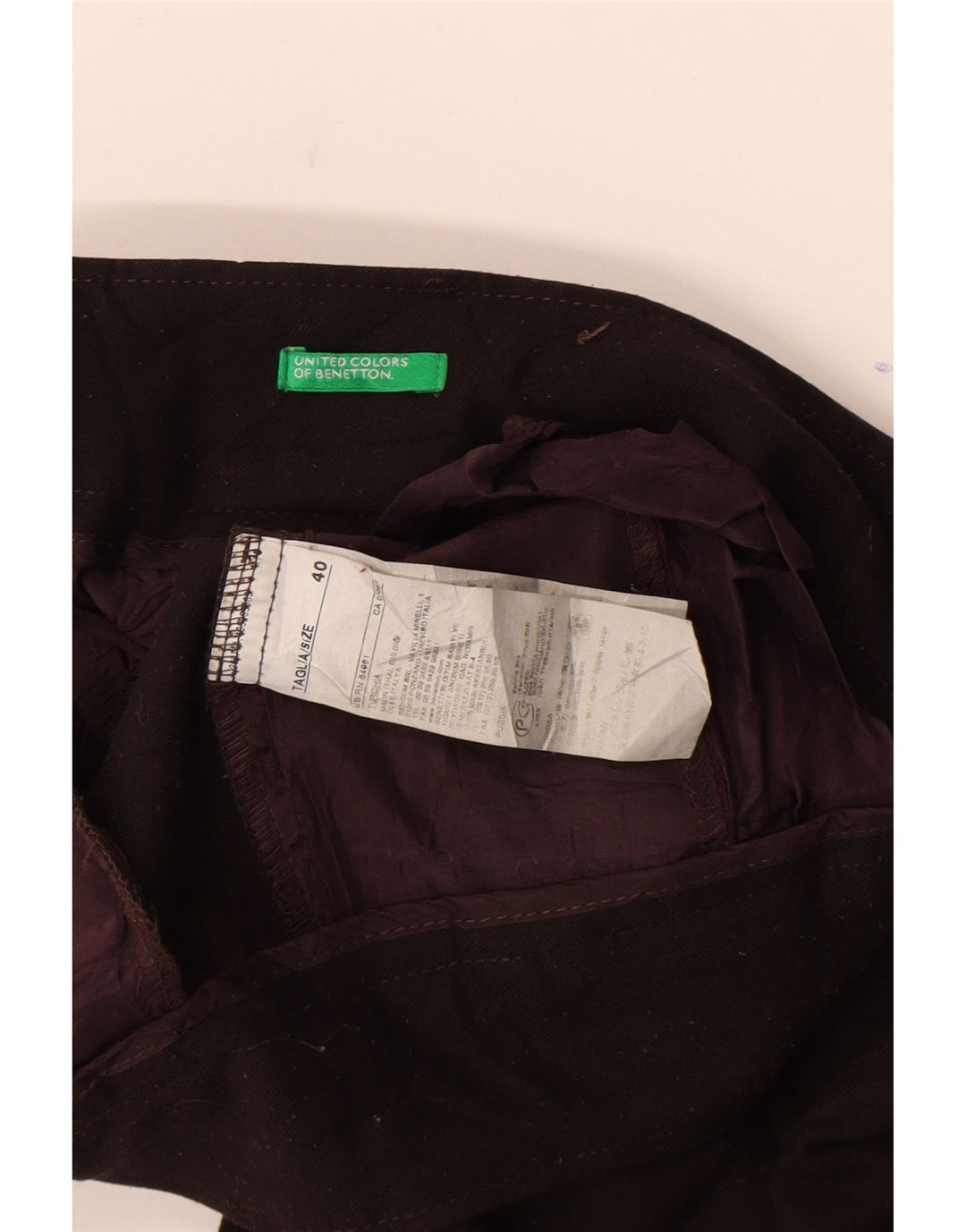 Spodnie damskie Benetton Straight Chino IT 40 Small W28 L34 Brązowy poliester