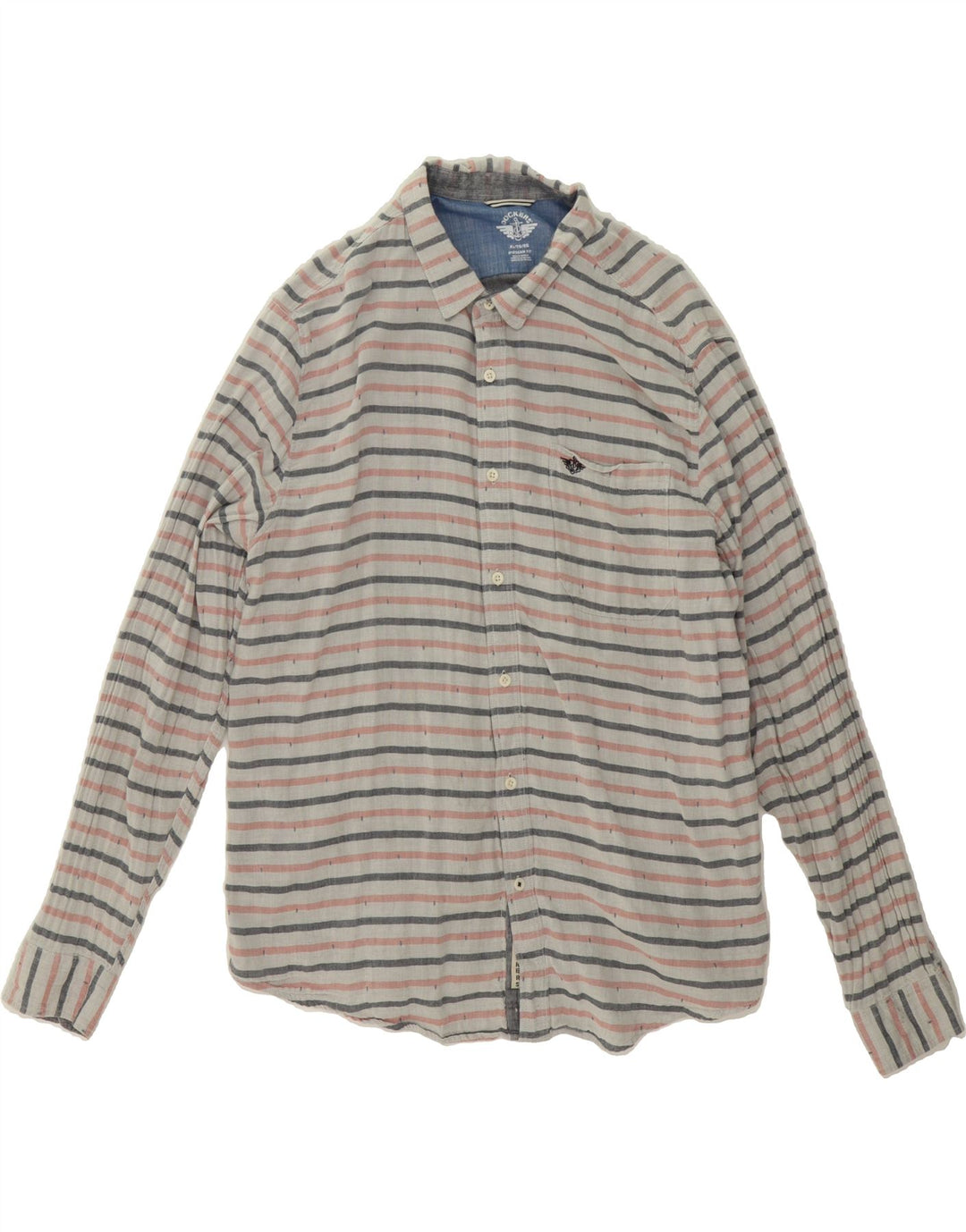 DOCKERS Mens Modern Fit Shirt XL Beige Striped Cotton Vintage Dockers and Second-Hand Dockers from Messina Hembry 