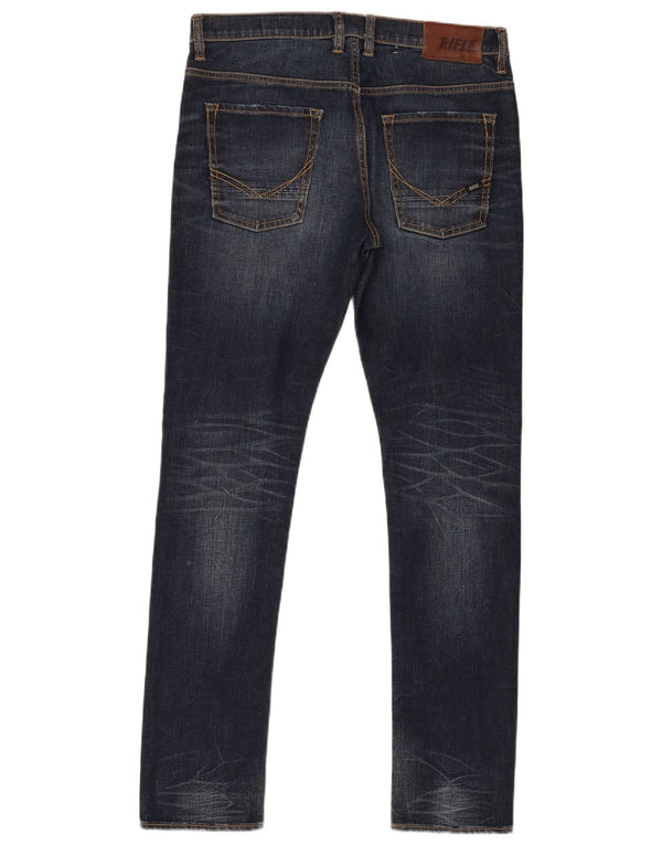 Rifle Mens Skinny Jeans W34 L32 Navy Blue Cotton