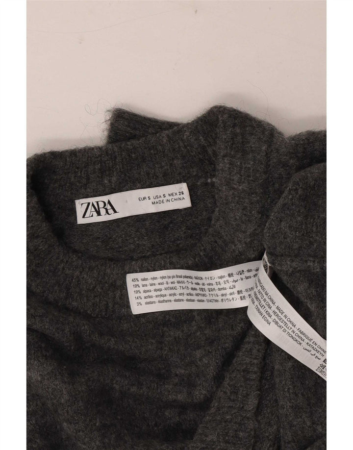 Damski sweter oversize z dekoltem w łódkę Zara UK 10, mały, szary nylon