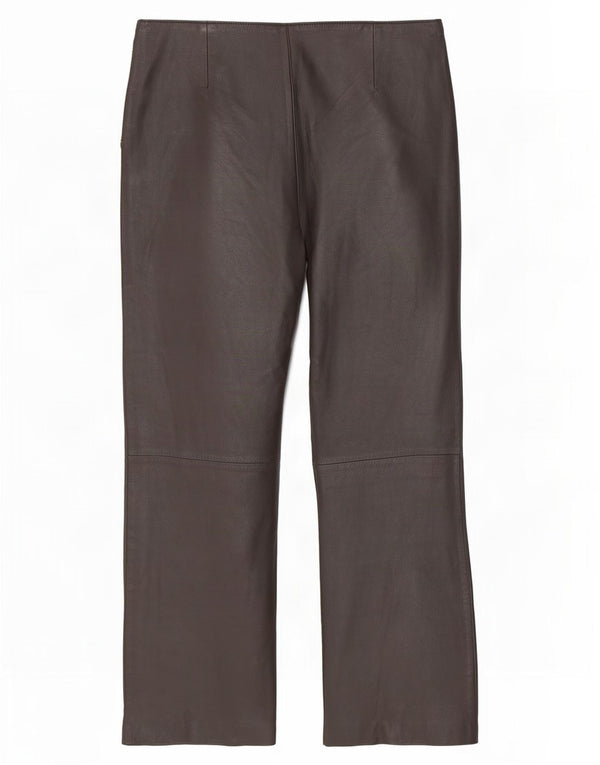 Spodnie damskie Olly & Co, skórzane Bootcut, UK 14, duże, W34, L30, brązowe