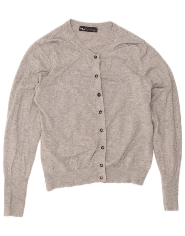 Marks & Spencer Damski sweter rozpinany UK 14, średni szary, nakrapiany