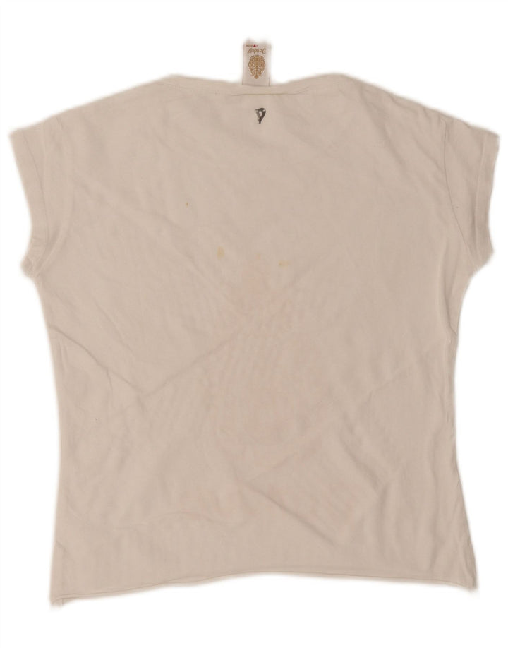 Damska koszulka Crop Dondup z grafiką Top UK 12 Medium White