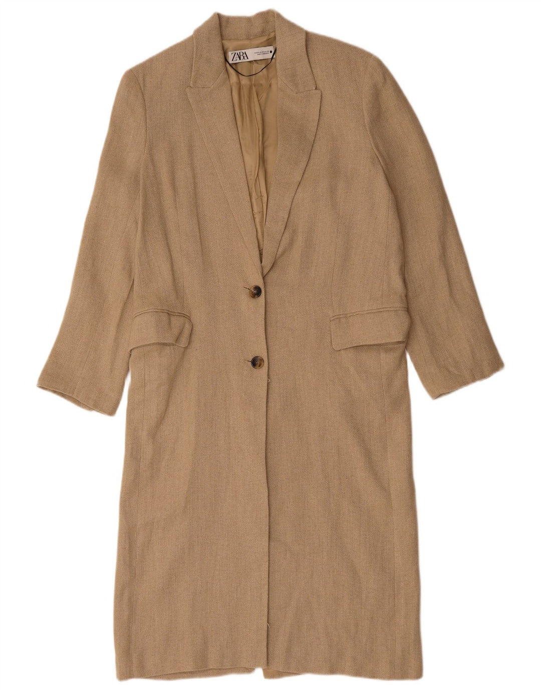 Damski płaszcz oversize ZARA UK 6 XS, beżowy, lniany