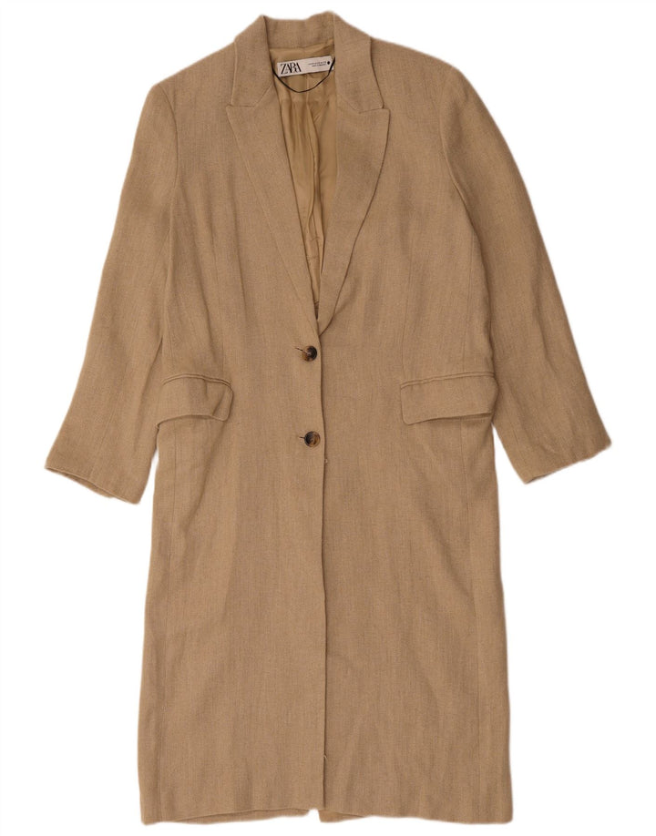 Damski płaszcz oversize ZARA UK 6 XS, beżowy, lniany