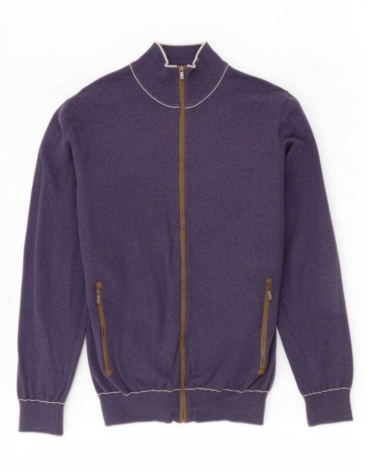 Męski sweter rozpinany Massimo Dutti, średni granatowy, bawełniany