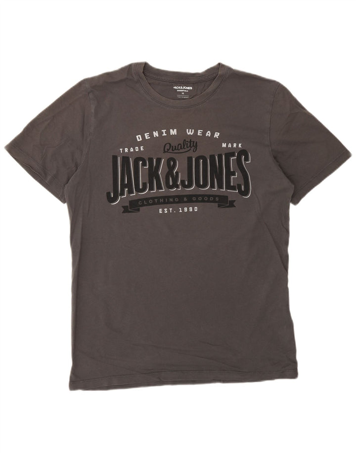 Męski T-shirt z grafiką Jack & Jones, średnioszary, bawełniany