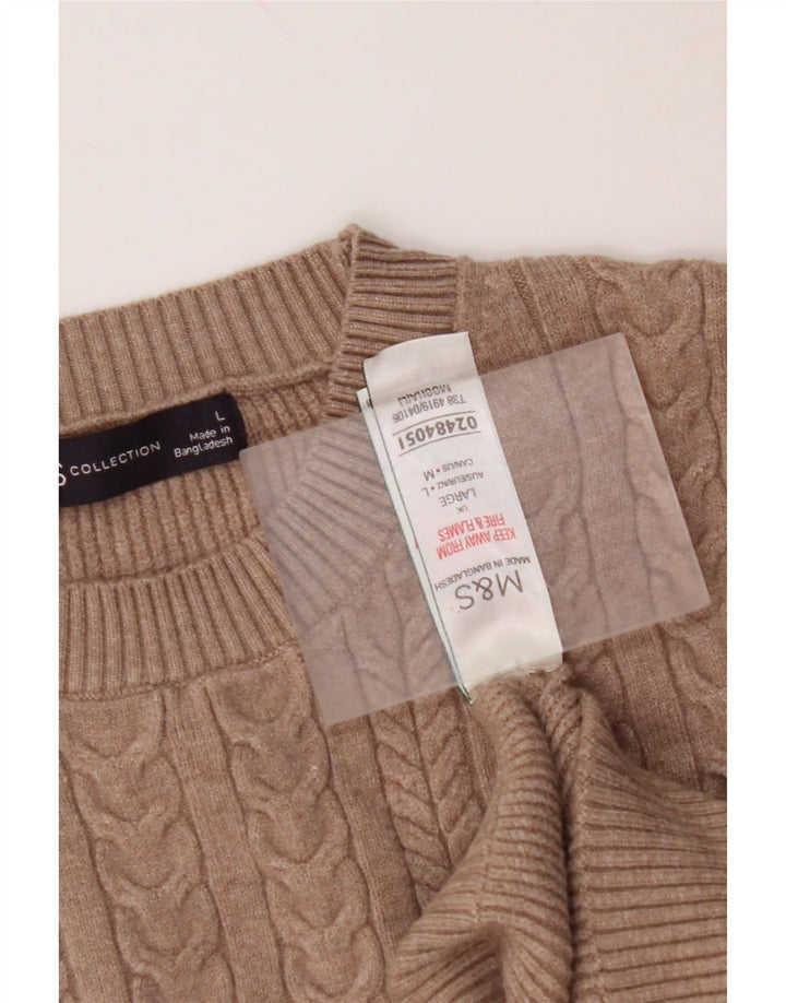 MARKS & SPENCER Damski sweter z okrągłym dekoltem, UK 16, duży brązowy