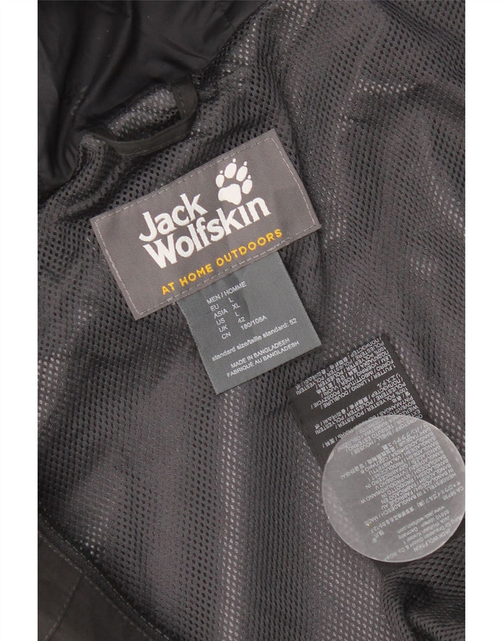 Męska kurtka wiatrówka Jack Wolfskin z kapturem UK 40, duża, czarna, poliester