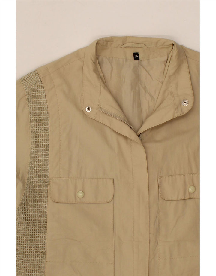 VINTAGE Womens Utility Jacket EU 36 Small Beige Cotton Vintage Vintage and Second-Hand Vintage from Messina Hembry 