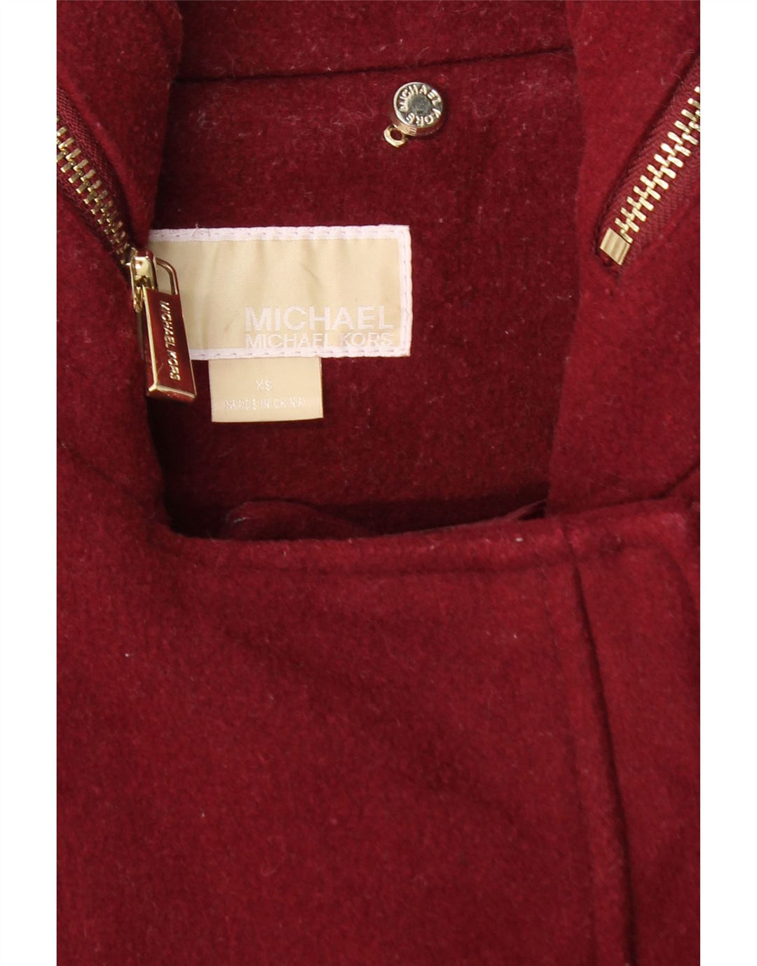 MICHAEL KORS Womens Overcoat UK 6 XS Burgundy Wool Vintage Michael Kors and Second-Hand Michael Kors from Messina Hembry 