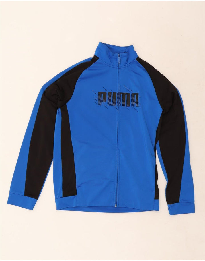 Chłopięca kurtka dresowa Puma z grafiką, 13-14 lat, niebieska, z blokami kolorów