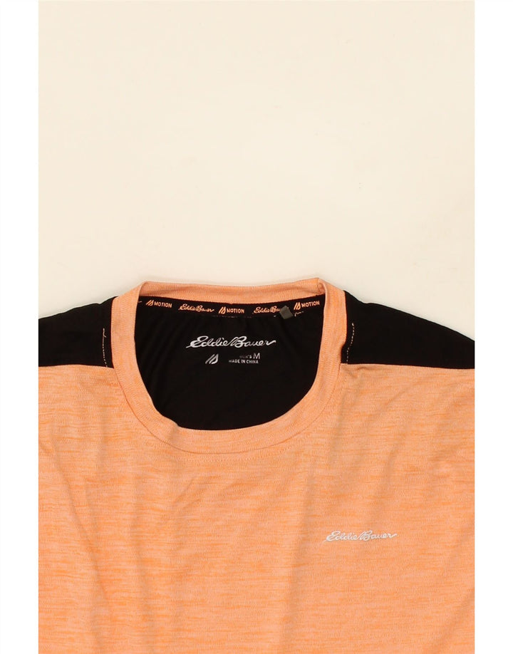 EDDIE BAUER Mens T-Shirt Top Medium Orange Colourblock Polyester Vintage Eddie Bauer and Second-Hand Eddie Bauer from Messina Hembry 