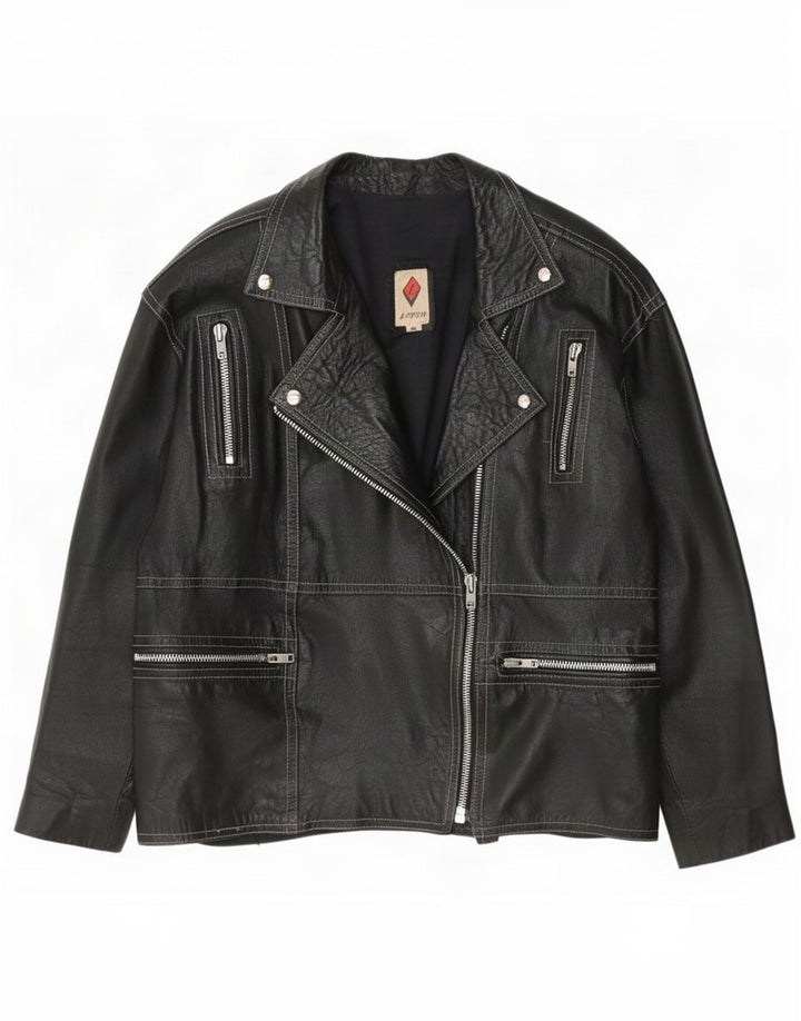 Damska skórzana kurtka motocyklowa w stylu vintage IT 48 XL czarna