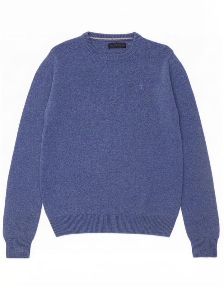 Męski sweter z okrągłym dekoltem Trussardi, średnioniebieska wełna