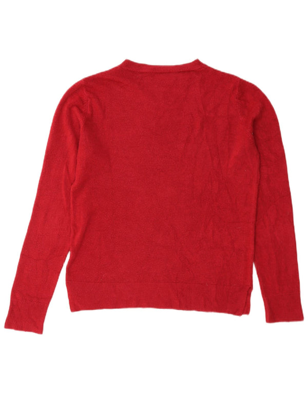 Marks & Spencer Damski sweter z okrągłym dekoltem, UK 10, mały, czerwony akryl