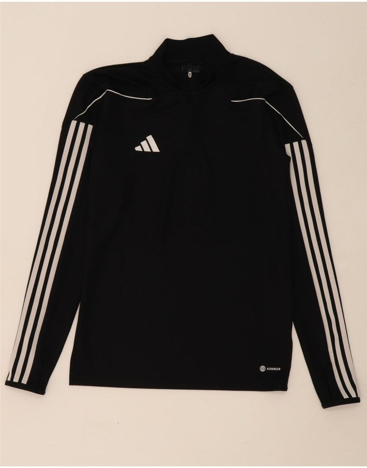 ADIDAS Mens Aeroready Slim Fit Zip Neck Pullover Tracksuit Top Small Black Vintage Adidas and Second-Hand Adidas from Messina Hembry 