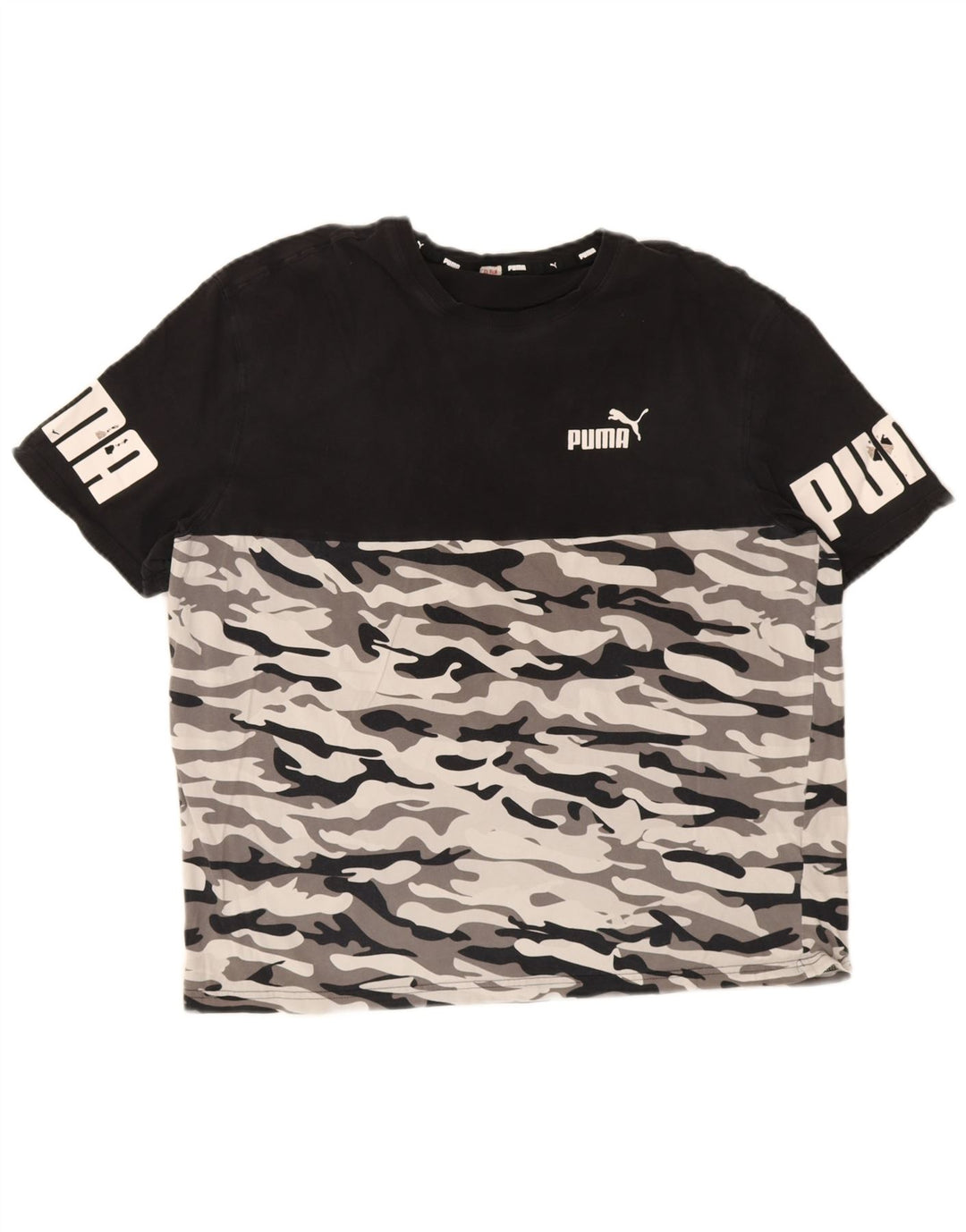 Męski T-shirt z grafiką Puma, średni czarny kamuflaż