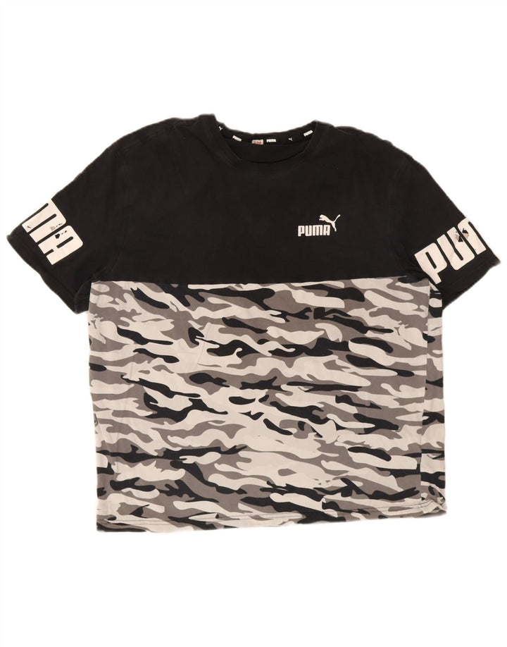 Męski T-shirt z grafiką Puma, średni czarny kamuflaż