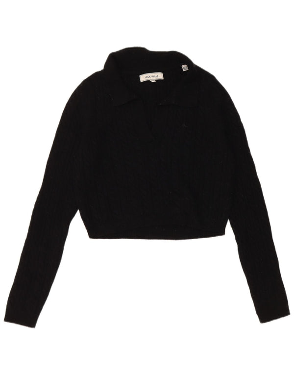 Sweter damski Jack Wills Crop Polo Neck Sweter UK 14, duży czarny